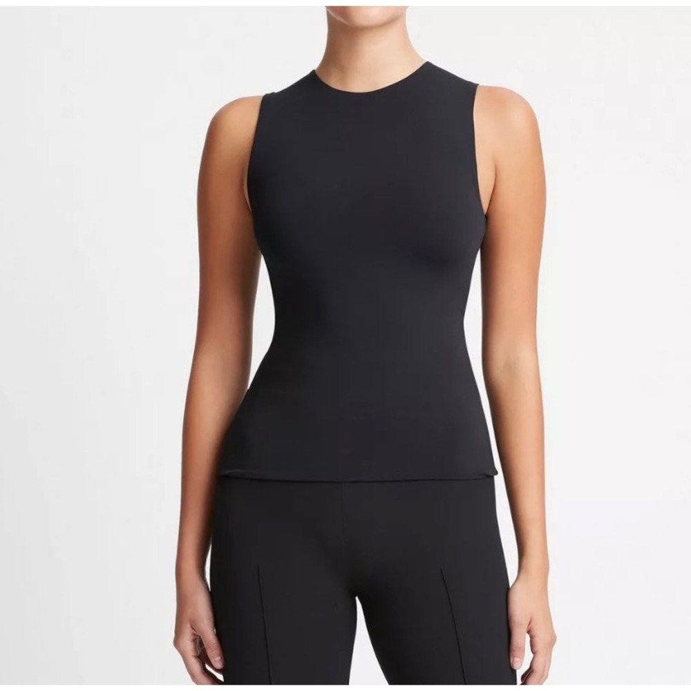 Vince Black Stretch Jersey Shell Sleeveless Tank Top V990084385 XS